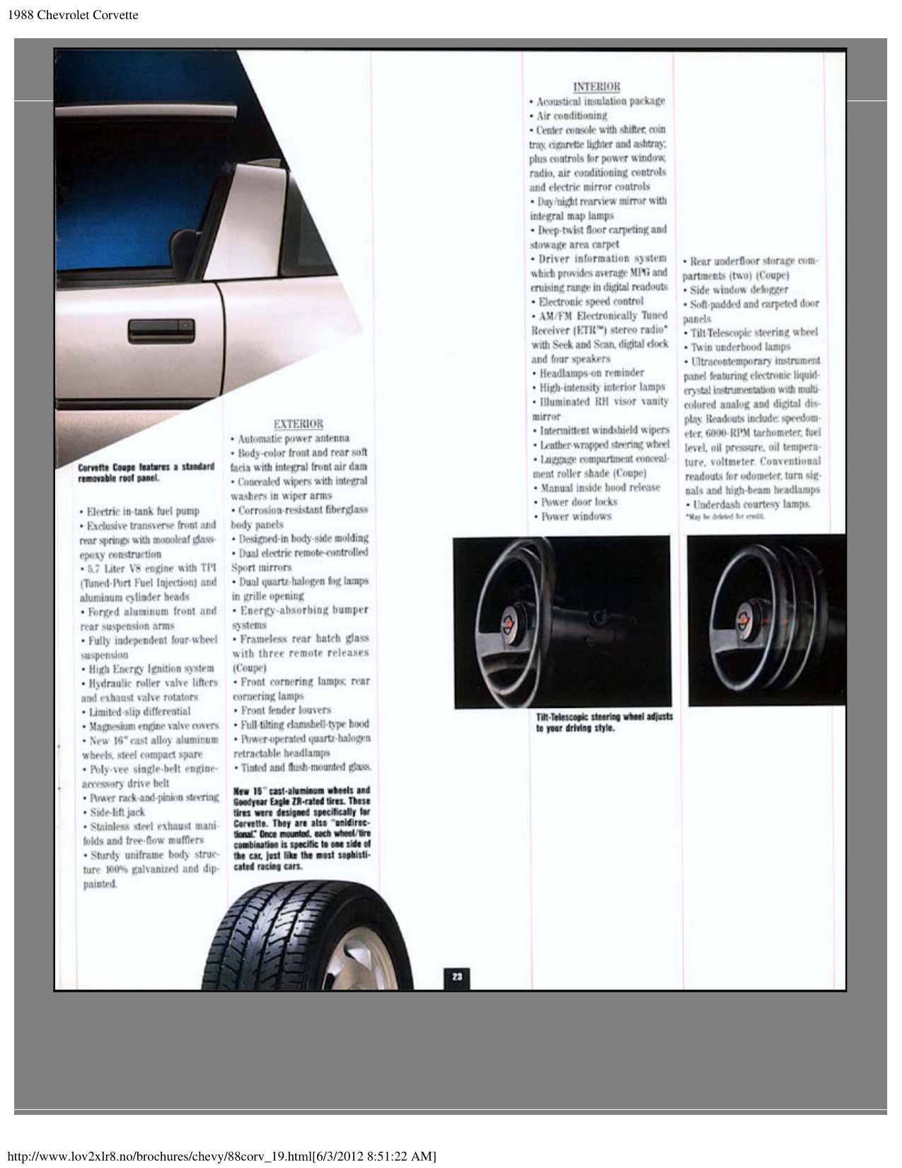 1988 Corvette Brochure Page 1